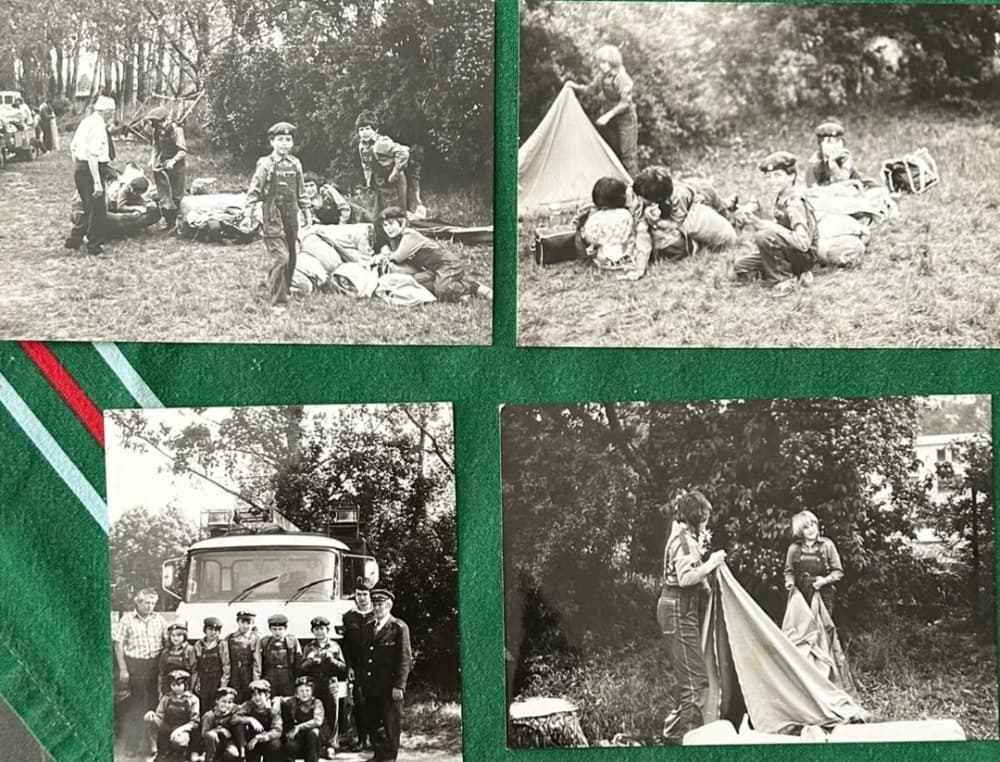 Mladí požárníci na fotografiích z kroniky Josefa Černého.
